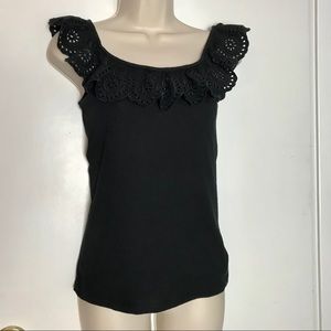 🍎RALPH LAUREN black flutter sleeve top Size XS🍎